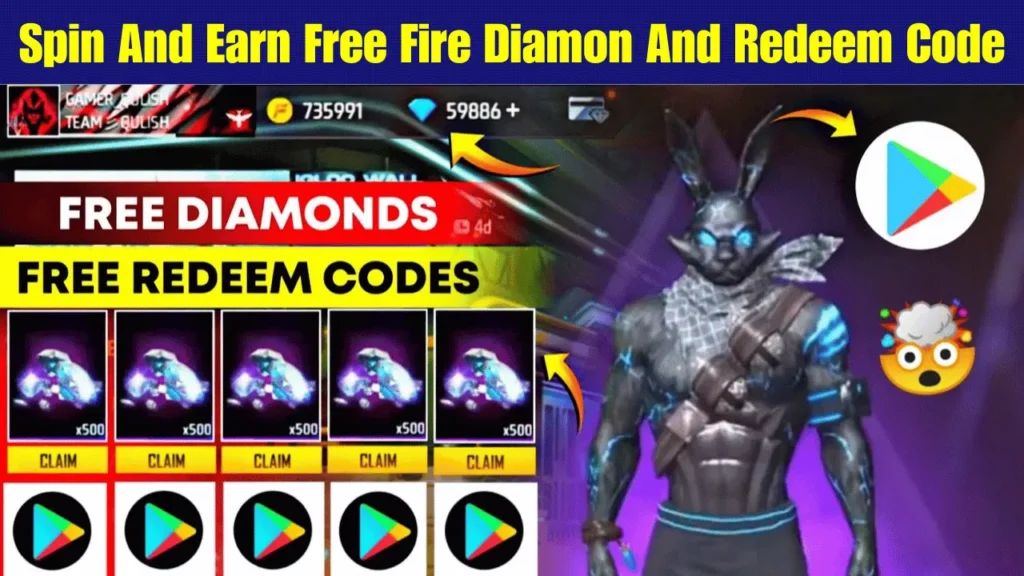 Spin And Earn Free Fire Diamon And Redeem Code